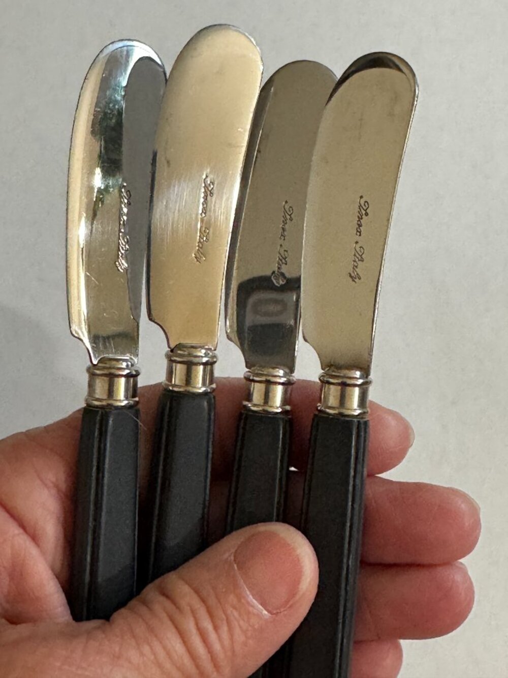 4 Butter/Cheese Spread Knives Stainless Steel Italy Vintage
